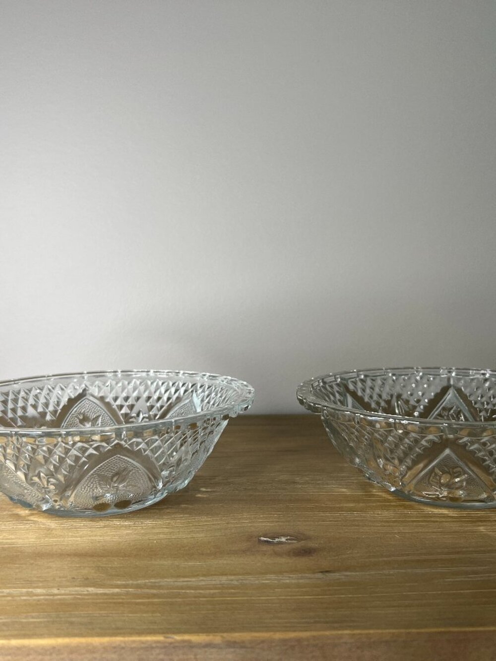 Vintage KIG Indonesia Pressed Glass Serving Bowls Set of 2